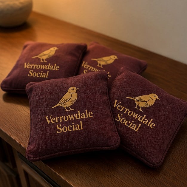Cornhole bags with logo — customer photo